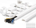 220in Wall Cord Hider Kit, LZEOY Large Capacity Wire Hider for Cords, White Cable Cover Wall Kit, Paintable Hide TV Cords for Wall Mount TV, Cable Concealer Cable Channel: 14 x L15.7in W1.18 H0.63in