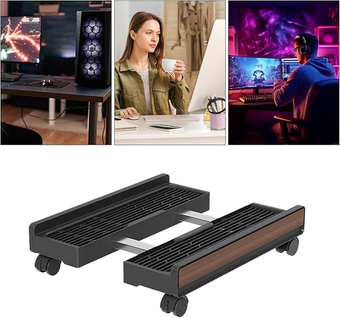 PC Case Stand - Adjustable Portable Shelf | Adjustable Computer Tower Stand with Brake Wheels, Portable Under-Desk Shelf for Laptops, Printers, Monitors, Game Setups, Office, and Floor Storage