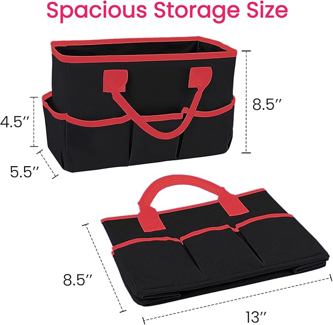 Godery Desktop File Folder Tote and Stock Organizer, Art Organizer Storage Craft Bag for Office Desk or Make-up Storage with Handles for Travel or Daily Use, Black