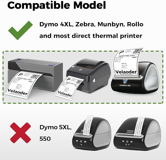 4x6 Shipping Labels Compatible with Dymo-4xl – 8 Rolls 1760 Thermal Labels, Fits for Dymo LabelWriter 4XL 1744907, Zebra, Rollo, Munbyn Desktop Labeling (Not for 550, 5XL)