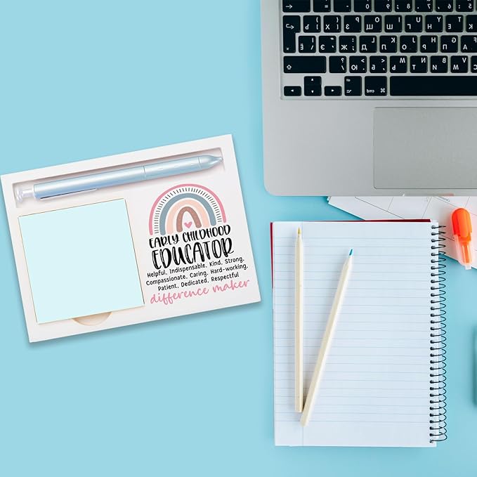 Early Childhood Educator Office Supplies Sticky Note Holder Decor, Early Childhood Educator Thank You Appreciation Gifts for Women Self-Stick Note Pad Holders W2B28