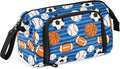 Soccer Balls Blue Pencil Case Pouch Big Capacity Pencil Bag Box Organizer Pen Case with Handle Stationery Organizer for Kids Boys Girls Women College Office