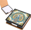 Peacock Diamond Painting Kit Note Box,Memo Paper Storage Box Diamond Art,Sticky Note Holder Diamond Art,Diamond Painting Memo Pad For Office Desk. (Peacock)