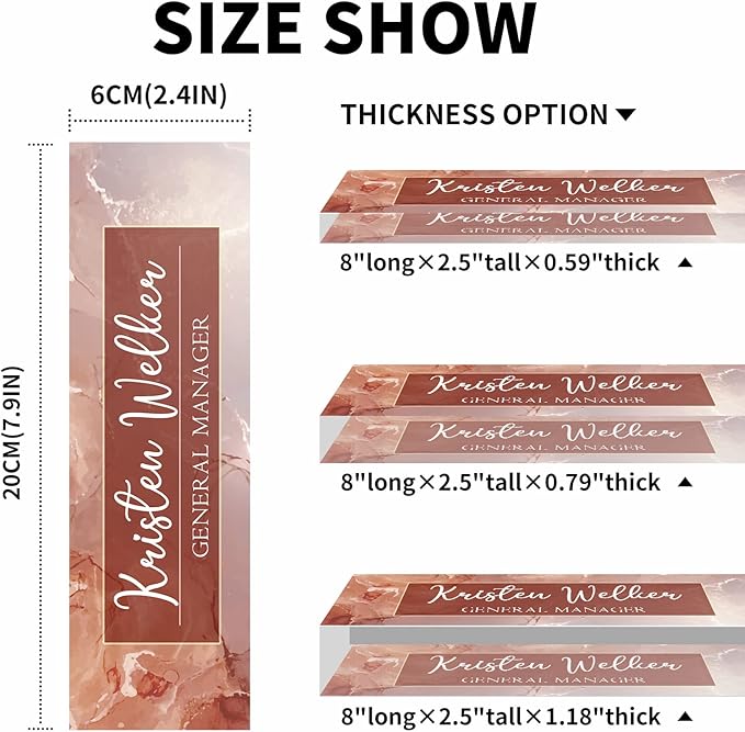 Desk Name Plate Personalized, Premium Pink Marble Acrylic Desk Name Plate, Personalized Name Plate for Desk, Office Decor for Women or Men Coworkers, Boss, Employee, Teacher