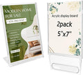 2 Pack 5x7 Inch Sign Holder Vertical, Double-Sided Usage with Swivel Base for Table Display, for Office, Store, Restaurant, Retail Counters, for Menu, Message Board, Note