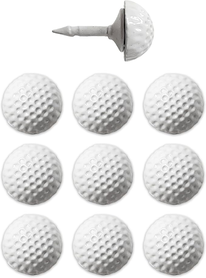 Golf Ball Push Pins for Cork Boards and Maps, Designed in The USA, Golf Ball Pins, Set of 10
