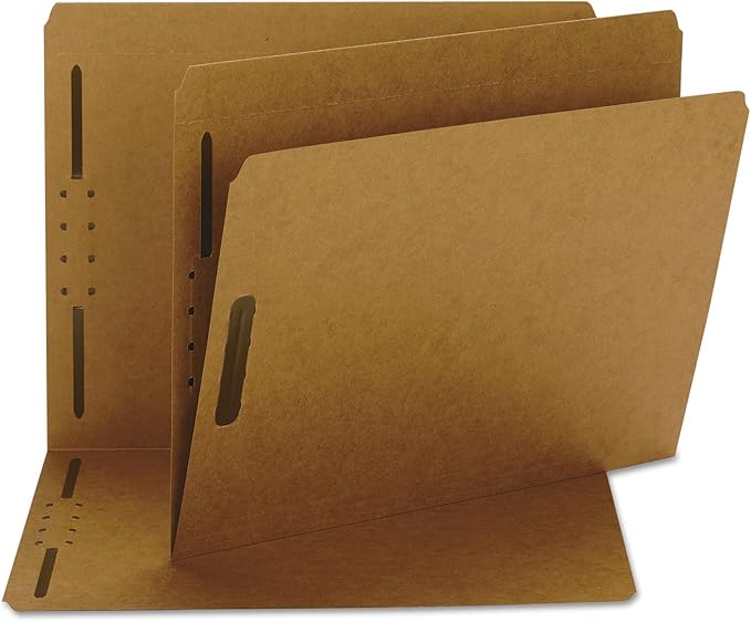 Smead Fastener File Folder, 2 Fasteners, Reinforced Straight-Cut Tab, Letter Size, Kraft, 50 per Box (14813), Brown