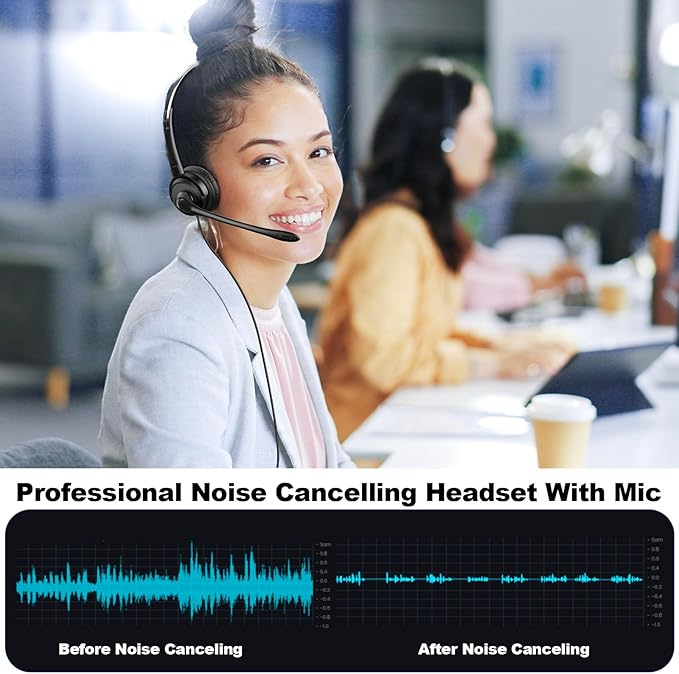 Voistek USB Headset with Microphone,Wired On Ear Computer Headphones with Noise Cancelling Microphone for Laptop PC,in-line Control for Work, Office, Teams, Zoom, Skype, Online Class