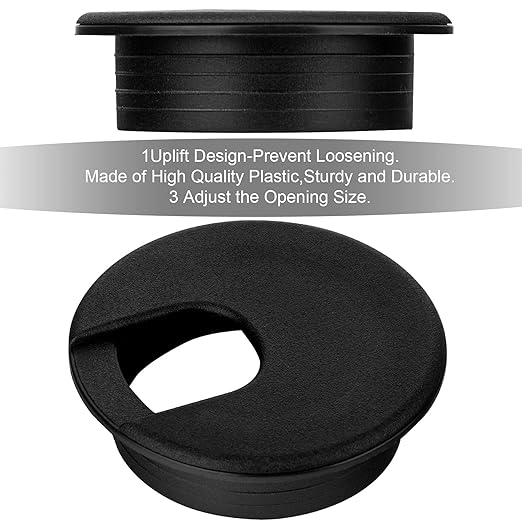 2 Inch Desk Grommet - 40Pcs Plastic Desk Cord Hole Cover, 50mm Diameter Black Cable Grommets Hole Cover for Organized Wires & Cords Through Computer Table/Countertops