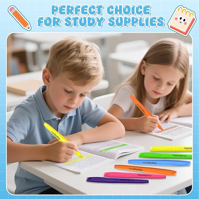 DUONIZAY 150 Count Highlighters Assorted Colors Bulk - 6 Colors Dry-Quickly No Bleed Chisel Tip Highlighter, Markers Set for Classroom Office, Back to School Supplies for Teacher Kids Adults