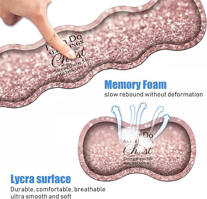 Ergonomic Keyboard Wrist Rest & Mouse Pad Wrist Rest Set,Large XXL Gaming Desk Mat 31.5"x 11.8", Non-Slip Base,Memory Foam, Easy Typing Pain Relief for Office & Home,Quote Bible Verse Philippians 4:13