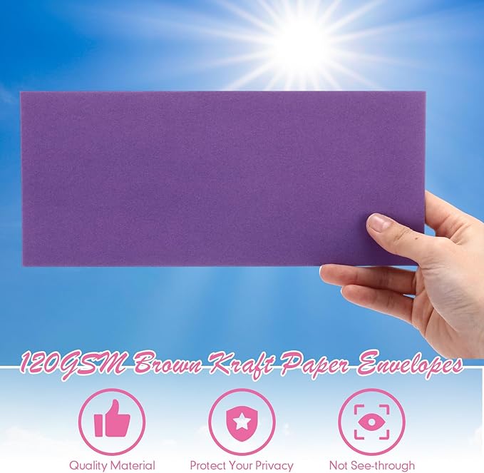 Jutom 500 Pcs Kraft Envelopes Letter Size Bulk #10 Business Strong Sealed 4-1/8 x 9-1/2 in Flap Office Printable Mailing Envelopes Windowless Invisible (10 Colors)