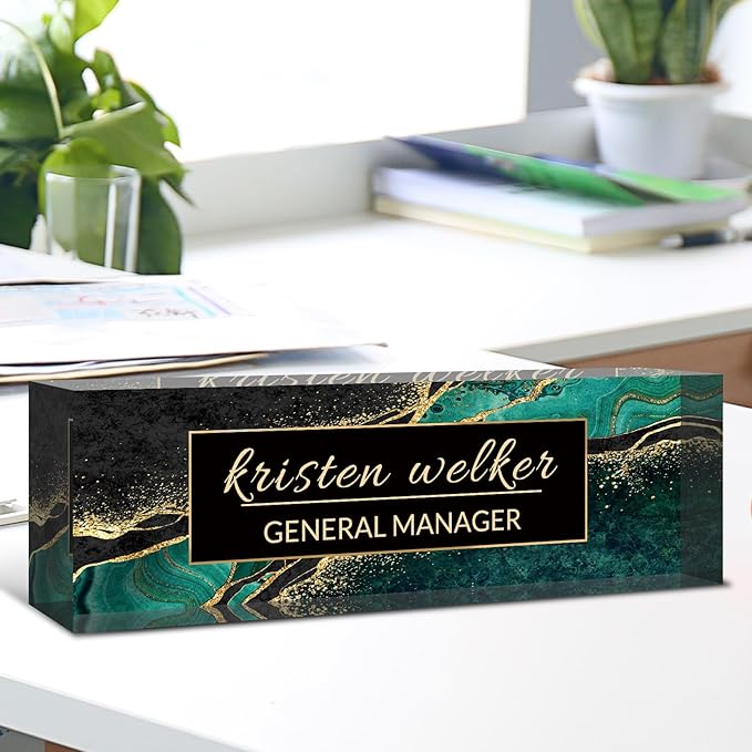 Desk Name Plate Personalized, Custom Name Plate for Desk, Acrylic Desktop Accessories, Office Gift & Decor for Women Men, Teacher Nurse Boss Employee Appreciation Gifts