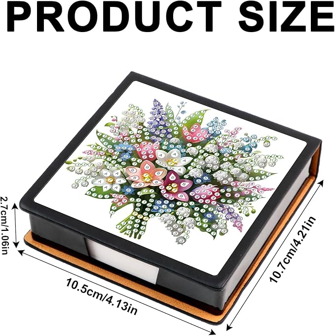 2 pcs Flower Diamond Painting Kit Note Box,Memo Paper Storage Box Diamond Art,Sticky Note Holder Diamond Art,Diamond Painting Memo Pad For Office Desk. (Flower)