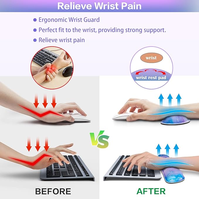 4-in-1 Mouse Pad with Wrist Rest Set Purple,35.4×15.7in Large Gaming Mouse Pad+Keyboard Wrist Rest+Wrist Mousepad+Cup Pad,Ergonomic Mouse Pads,Anti-Slip,Waterproof Keyboard Pad for Home Office