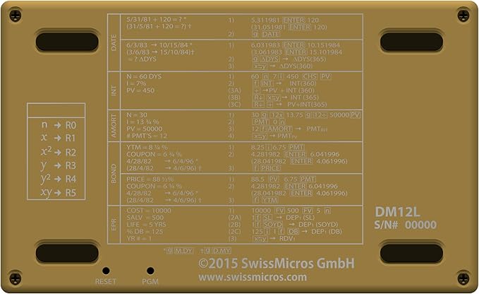 SwissMicros DM12L RPN Financial Calculator – HP 12C Inspired | Titanium Shell | TVM, NPV, IRR & Bonds | USB | Professional Gold Class
