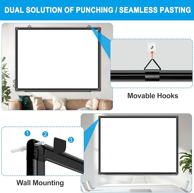 H-Qprobd 48"x36" Magnetic White Board Dry Erase Wall Mount Whiteboard - Office Home Classrooms White Board Hanging Writing Board with Black Aluminum Frame