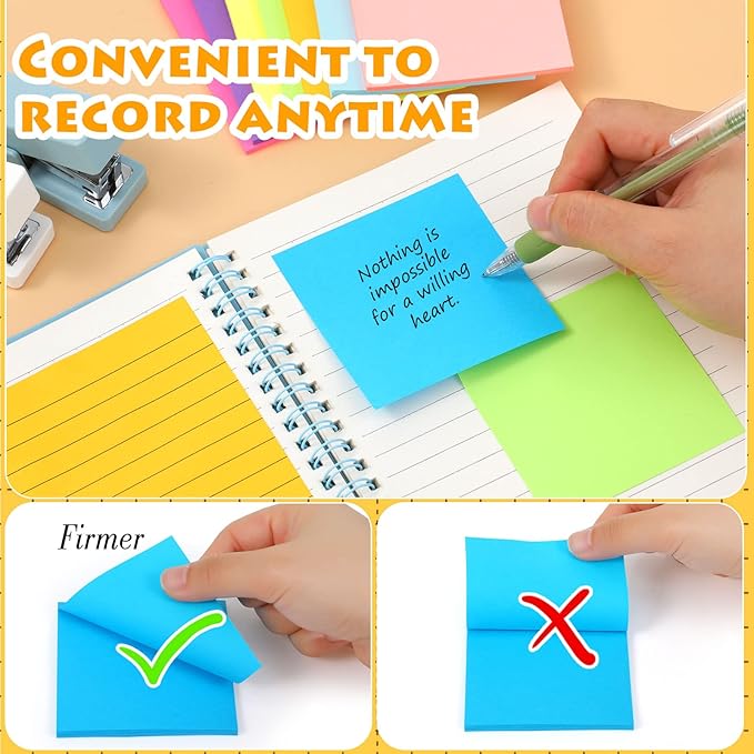 Yexiya 64 Pcs Lined Sticky Notes Self Stick Notes with Lines Bright Assorted Colors Sticky Pad for Home Office Products Post Memos, 1920 Sheets(4 x 6 Inch, 3 x 3 Inch,Stylish Color)