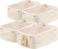 Small Storage Baskets for Organizing | Closet Organizer Bins | Shelf Toy Basket | Woven Rope Baskets | Cube Decorative Box | Shallow Basket | 13x8.5x5.1” | 4 Packs Rainbow