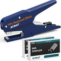 AFMAT Effortless Plier Stapler, Metal 35 Sheet Stapling Plier, 15000+ Stapling Times, with Staples & Reload Button, Handheld Stapler Heavy Duty, Space Save Size, Good for Office, Home, School, Blue