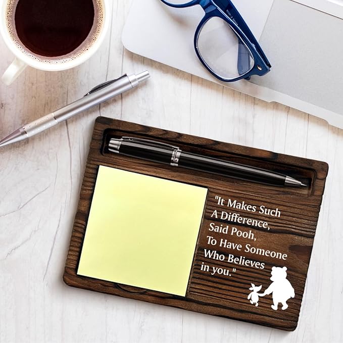 Inspirational Gifts Pooh Bear Sticky Note Holder Encouragement Gifts Friendship Gifts for Best Friends Besties Sister Coworkers Birthday Christmas