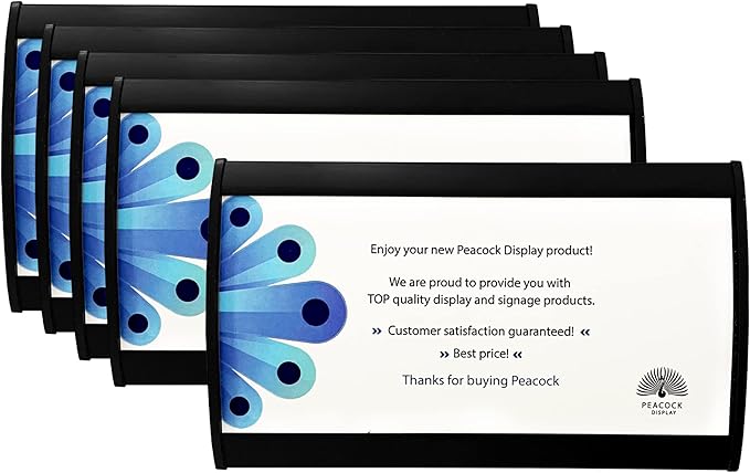 Curved Office Business Door Sign Holder | Aluminum Wall Mount Name Plate Holder, cubicle sign holder, sturdy and beautiful 6.00" W X 4.00" H (N94x6" 5 Signs black)
