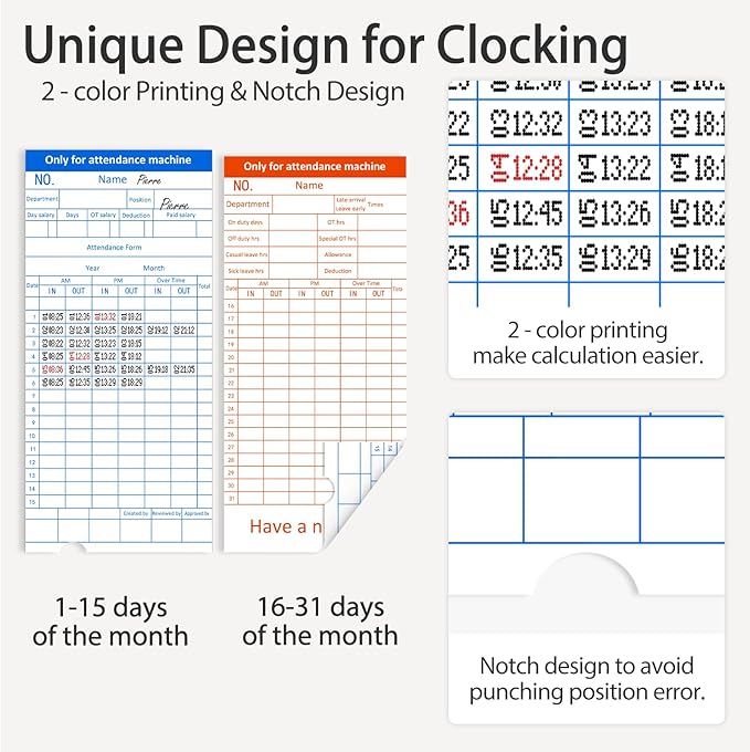 Time Clocks for Employees Small Business, Auto-Align Time Clock, 6 Punches per Day | Clock in Time Machine for Employees with 1 Ink Ribbon(Inside) and 50 Time Cards