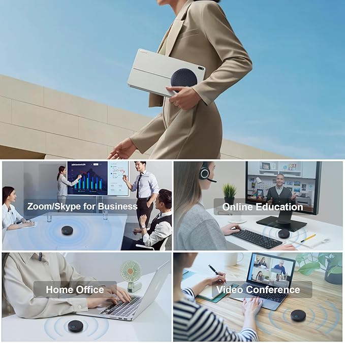 BALILA Conference Speaker and Microphone, 10 AI Mics 360° Voice Pick Up & Noise Reduction, USB Speakerphone for 10-15 People Conference Room, Compatible with Multi-Leading Platforms, Zoom, MS Team