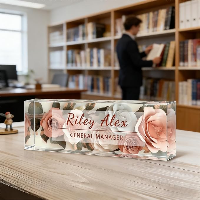 Custom Name Plate for Desk, Acrylic Name Plate Office Desk Decor for Women, Coworkers, Teacher, Employee Appreciation Gifts (S14)