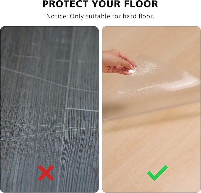 FURKIT Floor Mats for Home, 5'×7' Clear Area Rug for Dining Room, Durable Non-Slip Hard Floor Living Room Rug, PVC Waterproof Rolling Chair Protector for Kitchen, Bedroom, High Traffic Areas