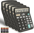M&G Desk Calculator 12 Digit Office Calculators with Large LCD Display, Dual Solar Power and Battery, Recessed Big Button Calculator for Office Home (Black, Pack of 5)
