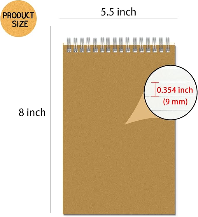 OSIMIG 48 Pack A5 Spiral Notebooks Bulk with Kraft Cover, 8x5.5 Inch Lined Paper Travel Journaling Notebooks, Composition Notebook for School Office Supplies, 80 Sheets 160 Pages