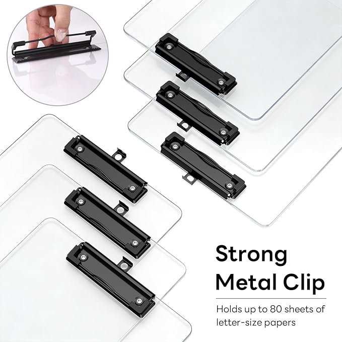 Zoenley Legal Size Clipboard Set of 6, Clear 8.5 x 14 Clip Board for Lawyer, Nurse, Business, with Low Profile Black Clip, Office & School Supplies