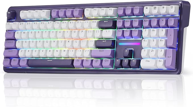 Redragon K745 PRO Wireless Gasket RGB Gaming Keyboard, 108 Keys Mechanical Keyboard w/Extra 4 Hotkeys, Hot-Swap South-Facing LED Socket, 5-Layer Noise Dampening, Round PBT Keycaps, Mint Mambo Switch