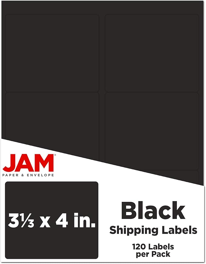JAM PAPER Shipping Address Labels - Large - 3 1/3 x 4 - Black - 120/Pack