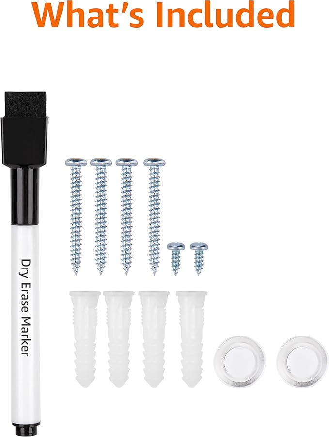 Amazon Basics Magnetic Dry Erase Whiteboard, 36"W x 24"H, Aluminum Frame, Silver/White