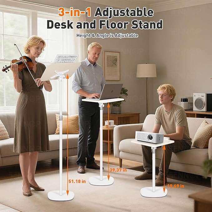 Floor Standing Book Stand, Foldable Book Holder for Reading with Page Clips, 19"–51" Height Adjustable, Sturdy Podium Stand for Reading, Bible, Laptop, Cookbooks, or Projector