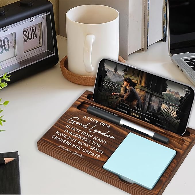 Boss Bosses Day Gifts for Women Men Manager Funny Office Decor for Women Wooden Sticky Note Holder National Boss Day Decorations Gifts for Supervisor Leader HR Manager Men Coworker Office Desk Decor