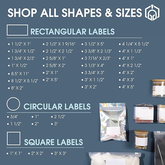 1" X 1" Square Printable Labels for Inkjet and Laser Printers - 100 Sheets, 6300 Matte White Custom Labels for Price Tags, QR Code Stickers, and Barcodes - Spartan Industrial Template S001