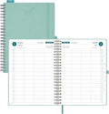 BEZEND Daily Appointment Book 2026 Page per Day Even Weekends (Large-8.25" x 11.75") 15-Minute Timeslots in 4 Columns, Monthly Planner with Tabs & Week Schedule, PU Leather Softcover in Mint Green