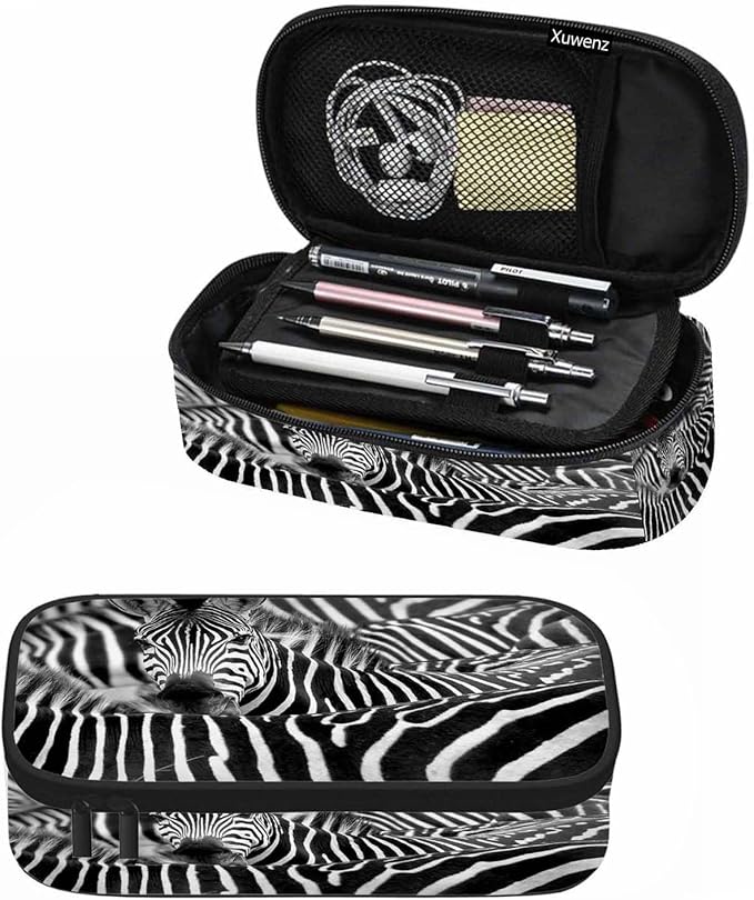Zebra Pencil Bag Black And White Striped Animal Big Capacity Pencil Case Pencil Pouch Pen Bag School Students Boy Girl