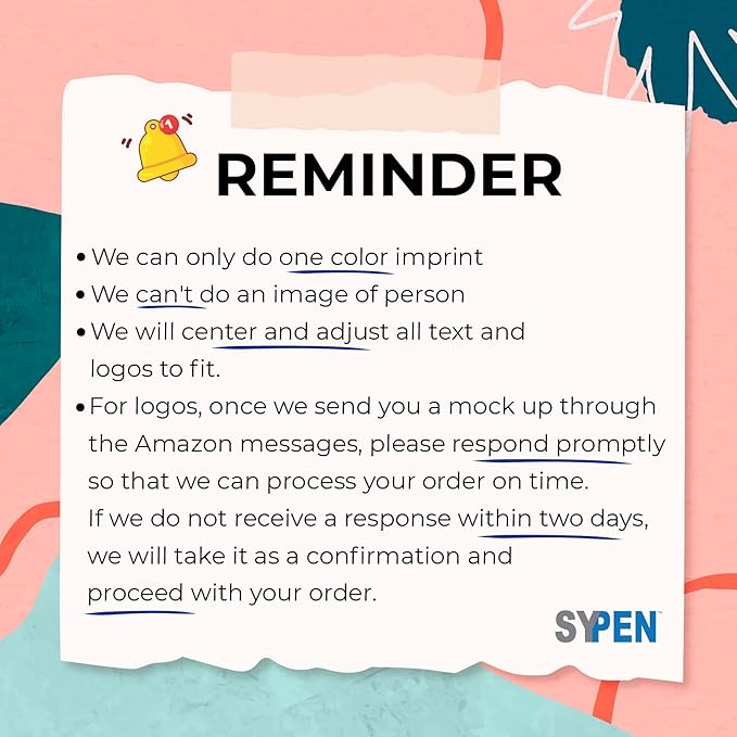 SyPen Personalized Stick Pens With your Custom Logo or Text-500 Pack Bulk-for Businesses, Parties, and Events, Custom Printed Slim Ballpoint Pens with Cap, Purple, Black Ink
