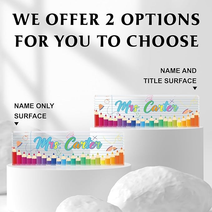 Teacher Office Name Plate for Desk Custom, Desk Name Plate Personalized, Teachers Office Desk Decor, Clear Acrylic Glass Block, Personalized Office Gifts for Teachers, Teacher Appreciation Gifts