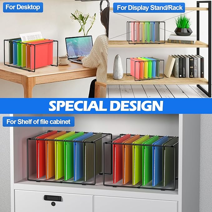 Legal/Letter Size Hanging File Folder Frame,9.65" H Hanging Files Holder,Desk Top Use,Not for File Cabinet Drawer/Rail,Desk Organizer for Accessories,Filing Inserts,Anti-Scratch/Rusty