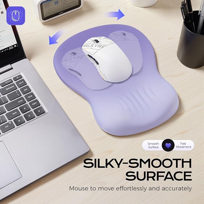 Ergonomic Mouse Pad with Wrist Rest - Purple Mousepad Wrist Support, Memory Foam with Massage Design Wrist Rest for Mouse