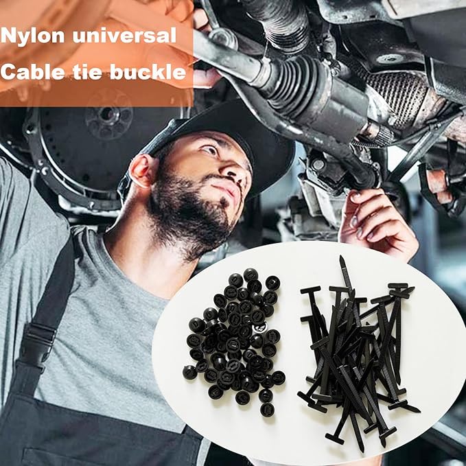 180PCS Nylon General Purpose Zip Tie Buckles with Pin and Button Design Locking Tie Mounts Heavy Duty Self Locking Zip Tie Mounts Multi Purpose Plastic Tie Tools for Automotive Daily Use