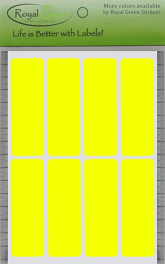 Royal Green Rectangular Sticker Color Coded Write on Labels for Organizing, Moving, & Mailing, 3x1 inch Stickers to Write On Labels & Tags for Home, Office, and School Projects, 120-Pack (Neon Yellow)
