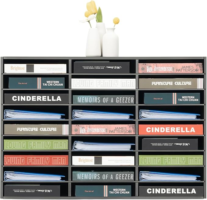 Literature Organizer 27 Slots Compartments Desktop File Sorter Mail Center Paper Storage Cabinet Home & Office Mailbox School Classroom Keepers