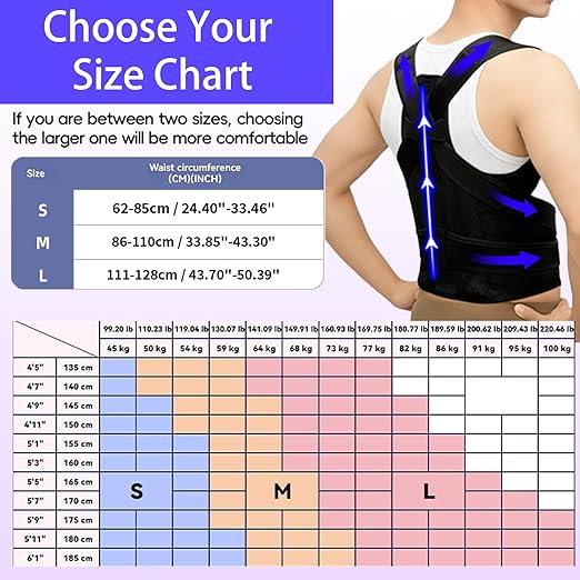Back Brace Posture Corrector for Women and Men, Back Straighter-Scoliosis, Improve Posture, Relief for Upper and Lower Back, Lumbar, Neck, Shoulder Pain-L