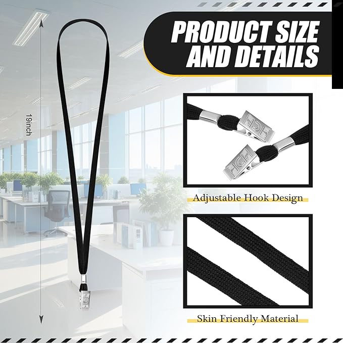 Wesnoy 1000 Pack Bulk Lanyards for ID Name Badges Holder Flat Lanyards with Clip for Office School Accessories(Black)